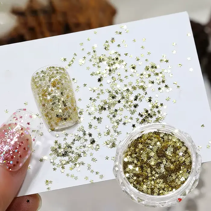 1 pot de paillettes étoiles miniatures de 1 mm pour ongles