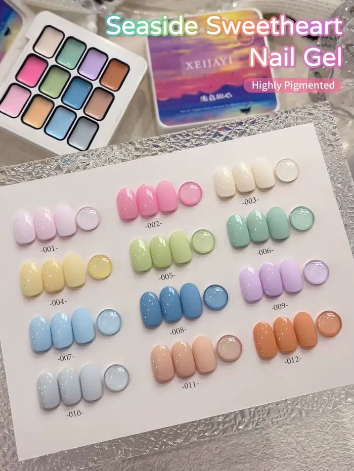 Vernis à ongles semi-permanent en gel solide 12 couleurs Seaside Sweetheart, pour nail art avec gel 