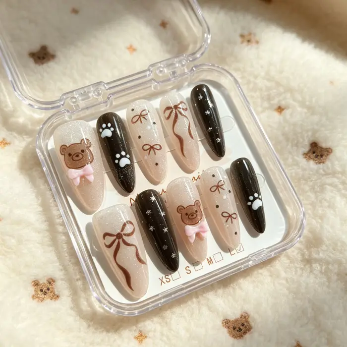 10 faux ongles en forme d'amande pressés à la main