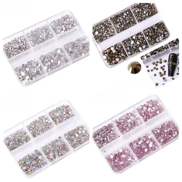 6 grilles SS6-20 taille mixte rose Bronze argent Flatback strass gemmes diamants clignotants 3D Nail Art décorations
