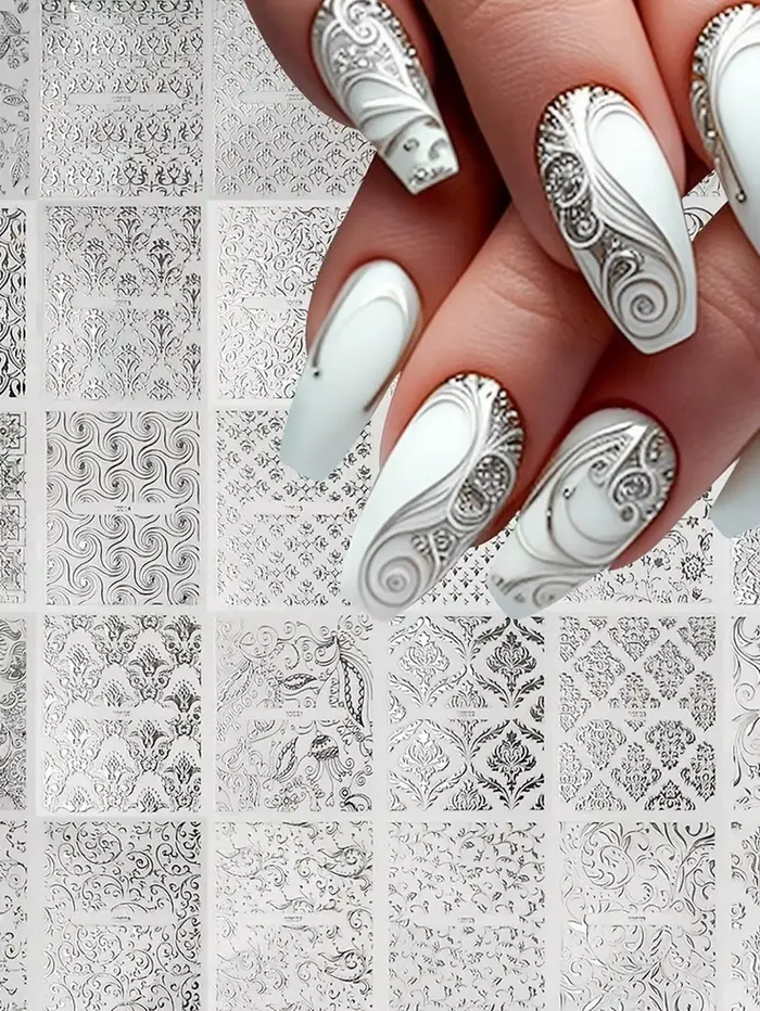 30 Stück Blumen Bronzant Nail Art Aufkleber, selbstklebende Nail Art Abziehbilder, Nail Art Zubehör 