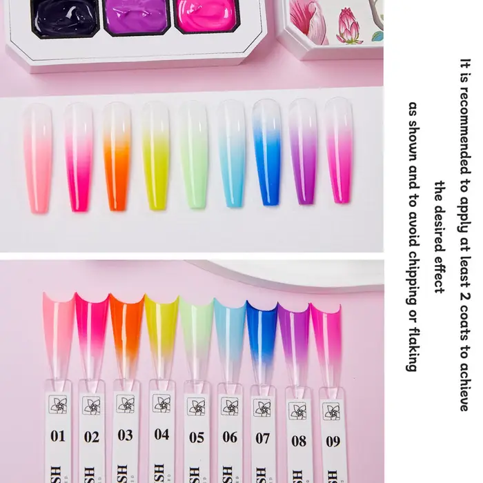 Palette de gel à ongles 9 couleurs pour dégradé