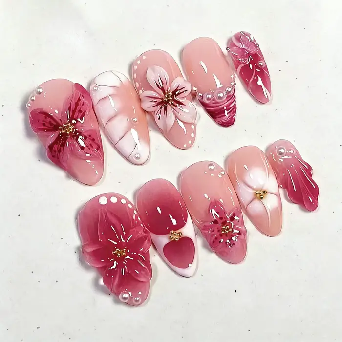 24 pièces doux Cool français faux ongles patchs Vintage Y2k