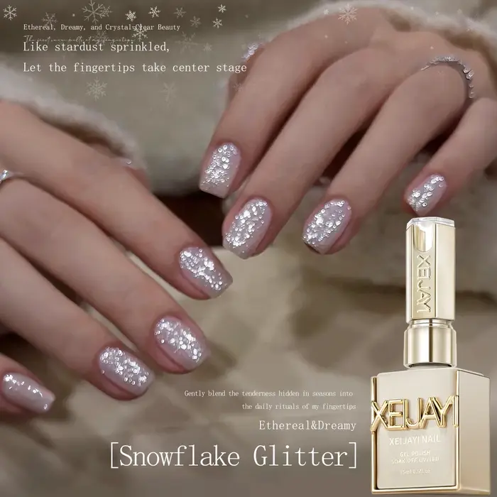 XEIJAYI 1Pc 15ml Vernis à ongles pailleté flocon de neige