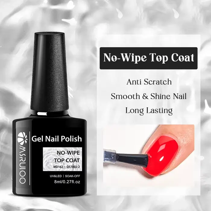 MSRUIOO 8ml Base et Top Coat Gel Polish Soak Off Semi-Permanent UV Vernis à Ongles Gel UV Semi-Perma