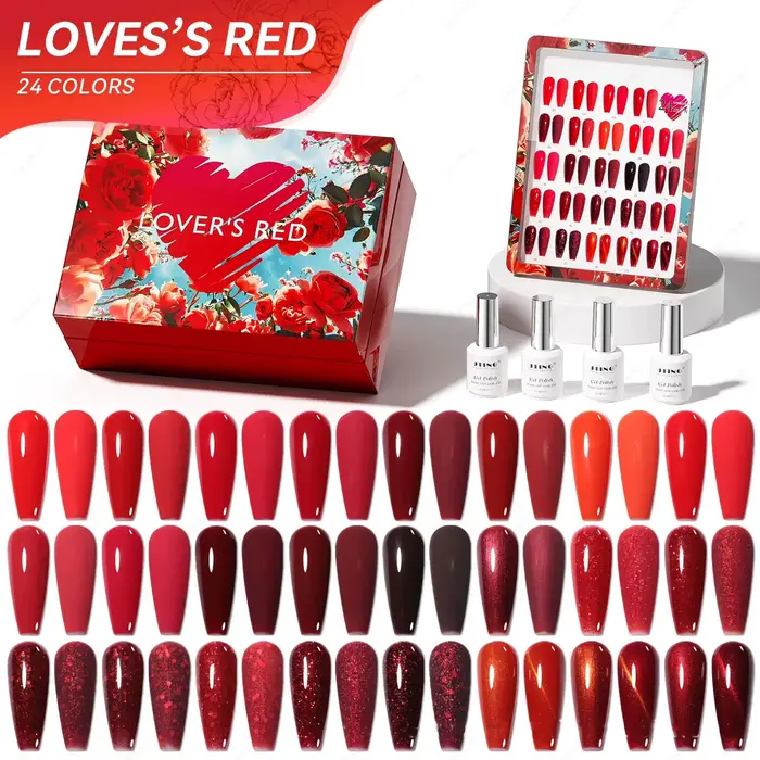 Eleanos vin rouge 24 couleurs Gel vernis avec carte de couleur 15ml vernis à ongles Semi-permanent p