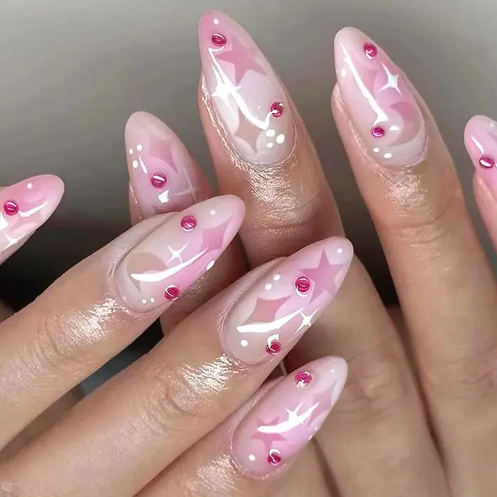 Faux ongles à pression en amande moyenne