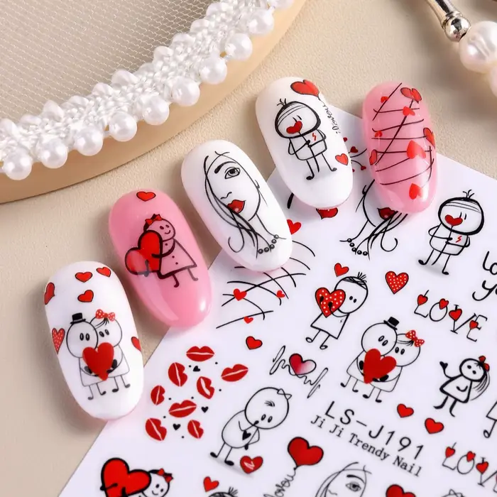 Autocollants pour ongles doux pour la saint-valentin