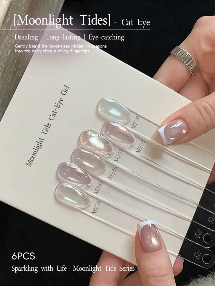 XEIJAYI Lot de 6 gels semi-permanents pour ongles effet œil de chat Moonlight Tide 15ml
