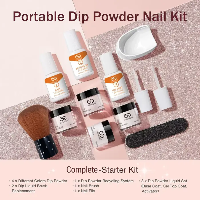 Kit de poudre à ongles DOULINGDAI 4 couleurs - Couleurs printemps/été