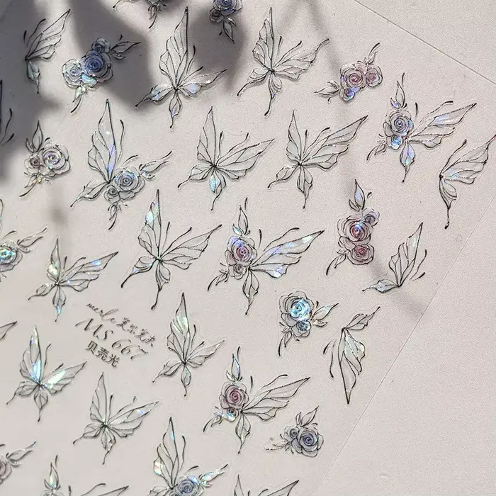Gelée papillon 5D Nail Art autocollant strass cristal charmant brillant insectes animaux bricolage a