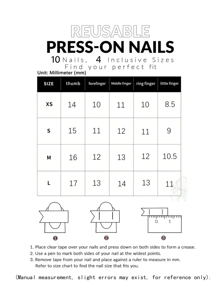 Ensemble de 10 faux ongles faits main