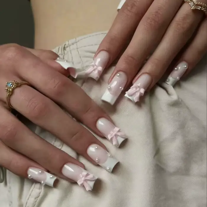 Faux ongles de ballet à presser avec motif de fleurs faux ongles de cercueil portables bouts de manu