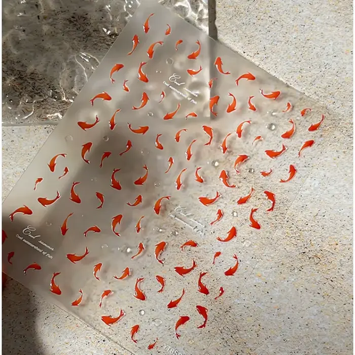 Autocollants pour ongles en forme de poisson Koi rouge, 1 pièce, motif de poisson rouge auto-adhésif