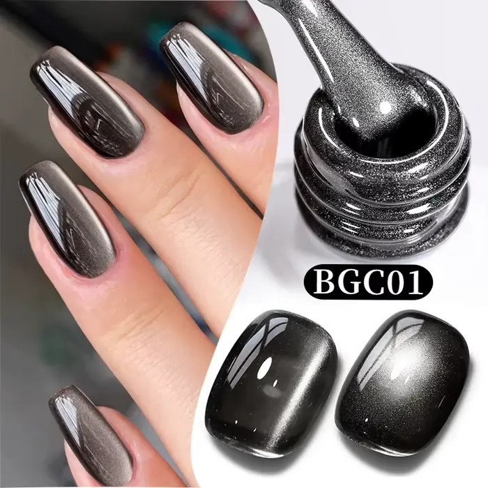 BORN PRETTY 10ml Gel Magnétique Noir Effet Chat pour Ongles, Vernis Semi-Permanent UV pour Manucure 