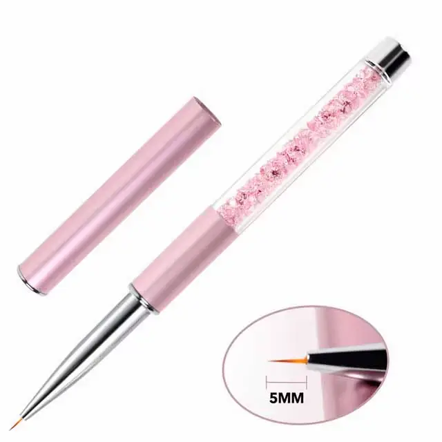 BQAN Pinceau à gel pour nail art avec manche en cristal rose 5/7/9/11/15 mm, stylo pinceau à gel pou