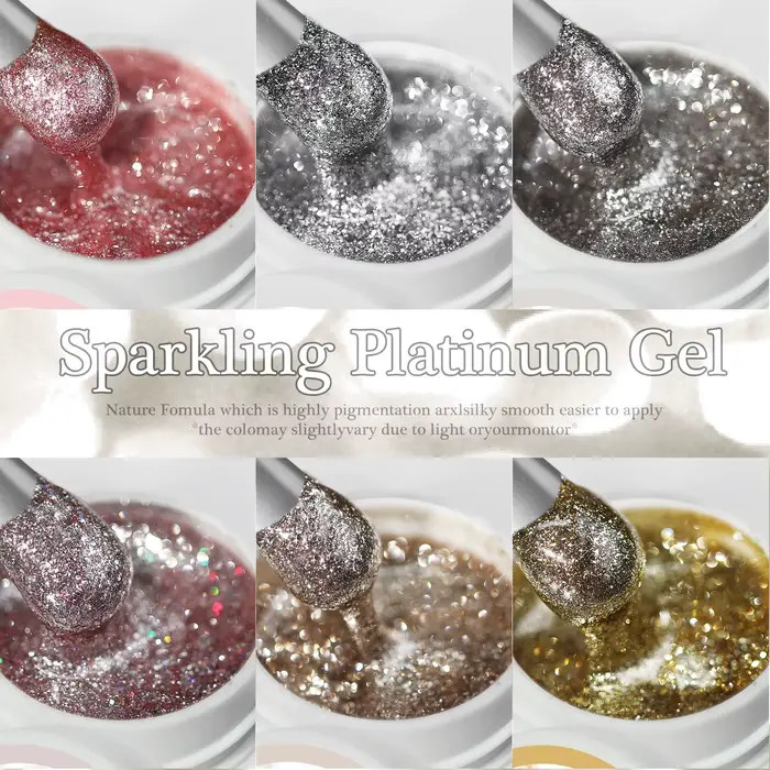 Gel à ongles scintillant or