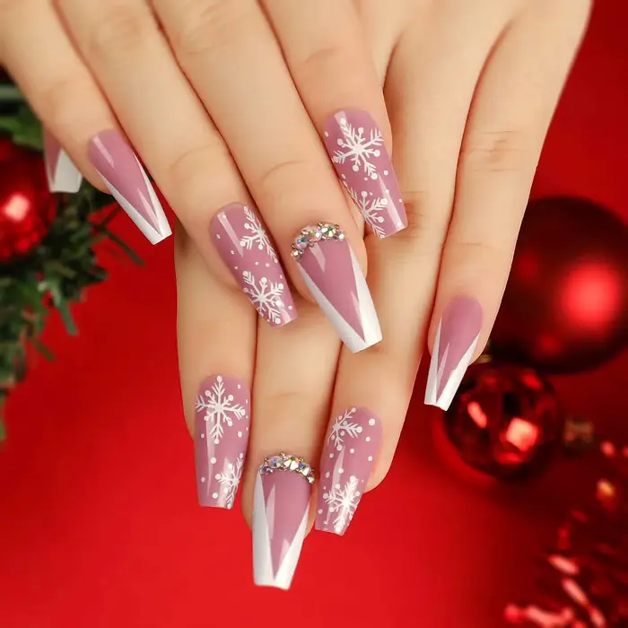 Faux ongles à pression française de noël