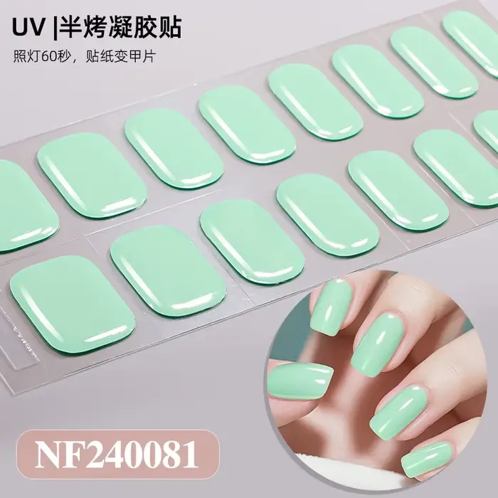 16/20/22 Tips Semi-Cured Gel Nail Wraps Full Cover Manicure DIY Waterproof Long Lasting Gel Nail Sti