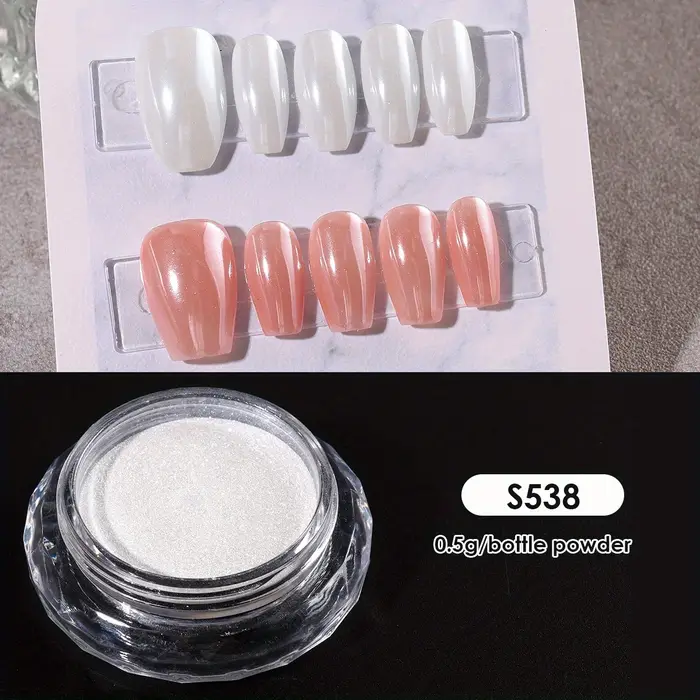 Poudre chromée pour ongles blancs brillants à l'eau