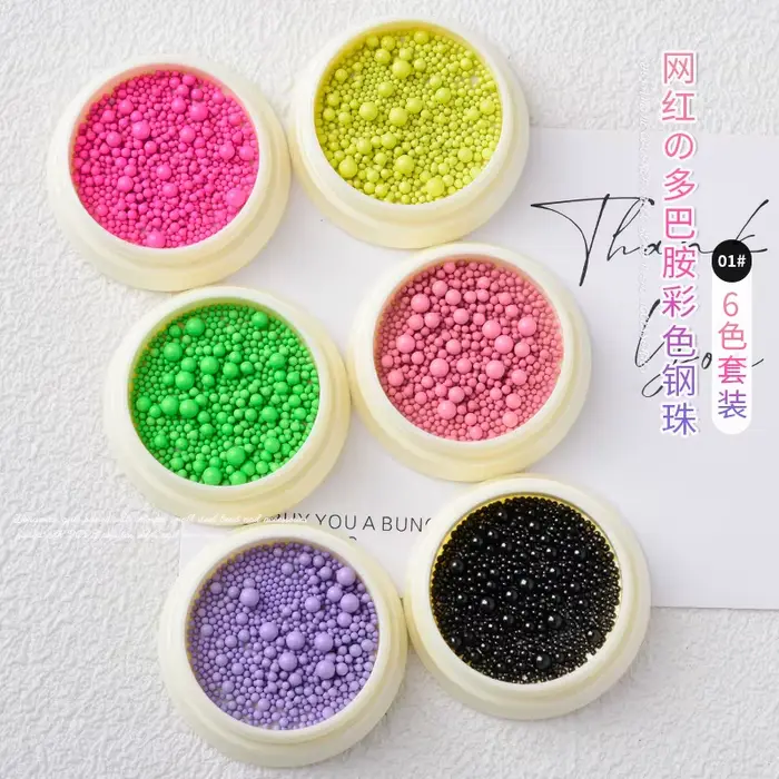 Étui de perles de caviar colorées pour nail art