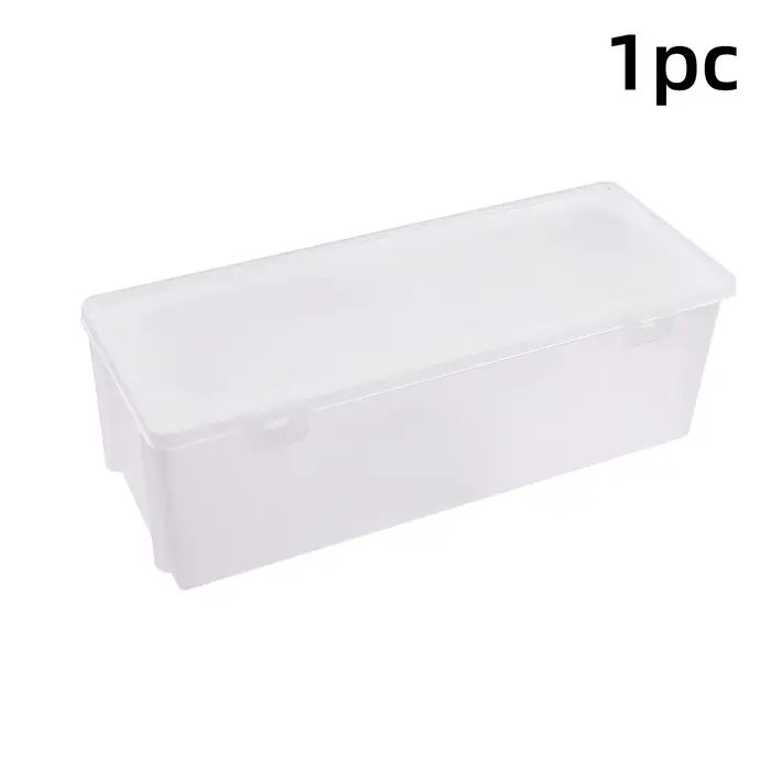 Boîte de rangement transparente rectangulaire pour nail art, organiseur en plastique avec couvercle