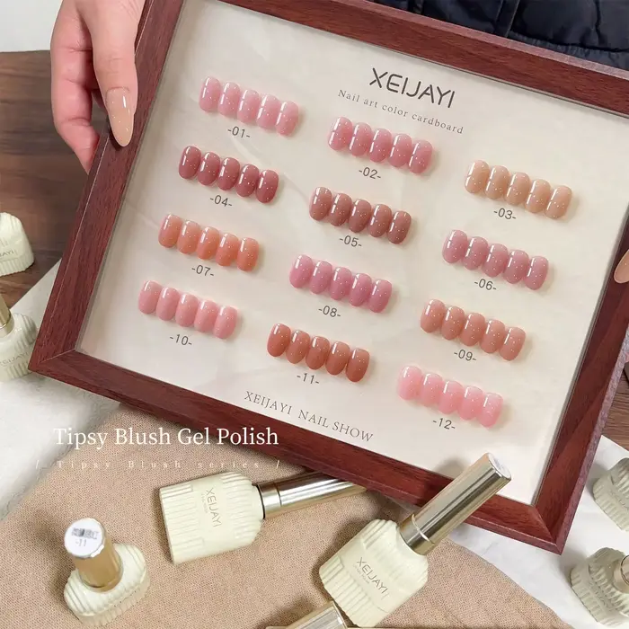XEIJAYI 12 pièces 15ml gel à ongles rose populaire, ferme et durable, amovible UV/LED, adapté pour l