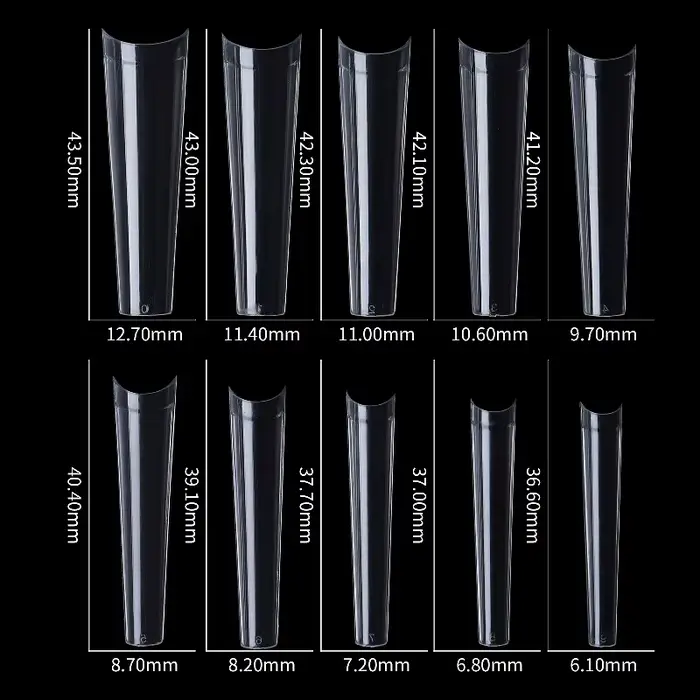 500 pièces XXL Longues capsules d'ongles artificiels en acrylique