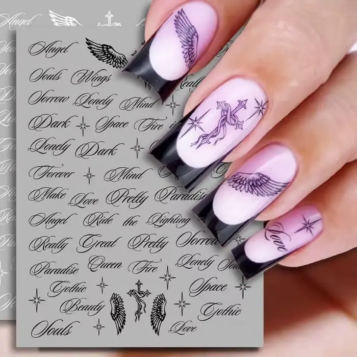 Autocollants pour ongles en forme d'ailes d'ange