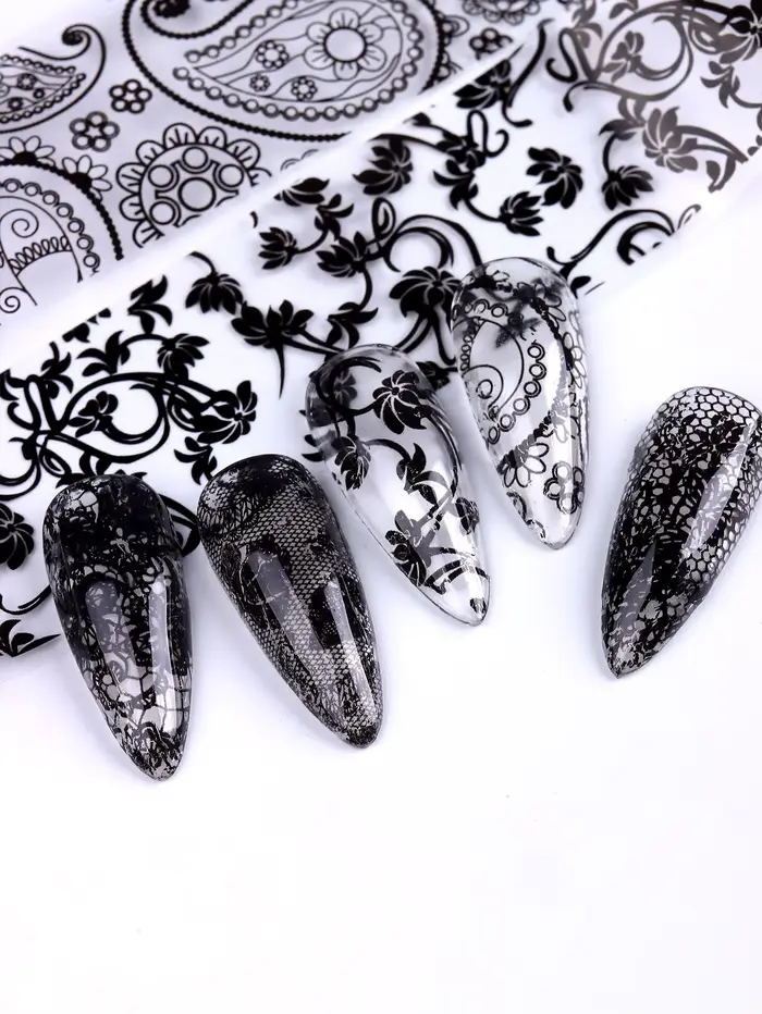 Feuilles d'autocollants pour ongles en dentelle
