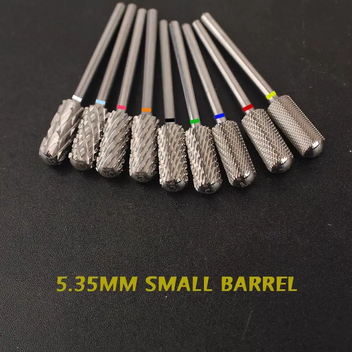 Forets à ongles en carbure de gel, petit baril de 5.3mm, mèches supérieures lisses, outil de manucur
