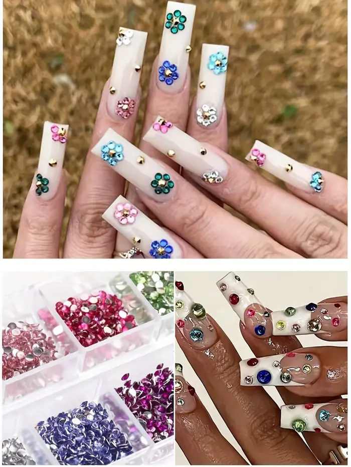12 grilles de strass en cristal scintillant pour Nail Art
