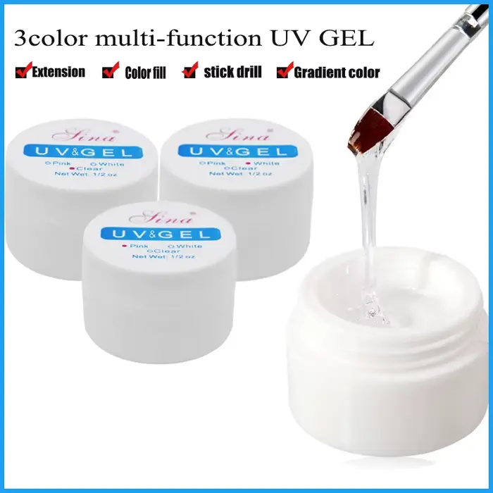 15Ml Extension d'ongle 3 couleurs Poly Gel UV