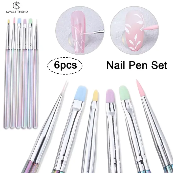 SWEET TREND - Lot de 6 pinceaux pour nail art