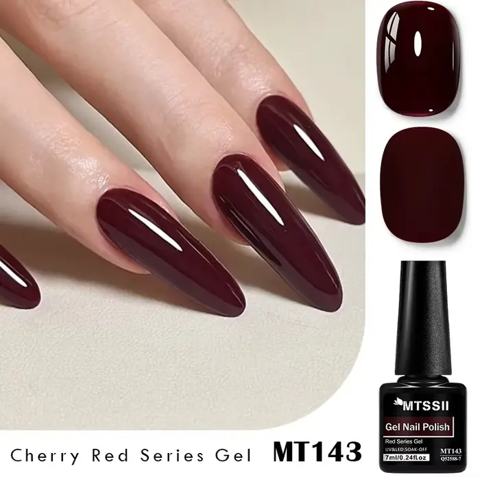 Vernis à ongles gel rouge cerise sans HEMA ni TPO