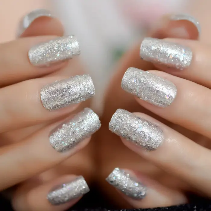 Faux ongles holographiques de forme narpour femme