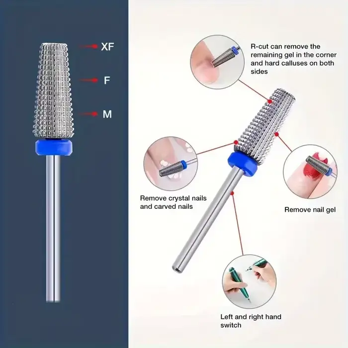 Foret à ongles en céramique 5 en 1, pour perceuse électrique, fraise à tige de 3/32 pouces, retrait 