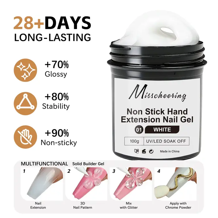 Gel d'extension d'ongles dur rose clair/blanc laiteux