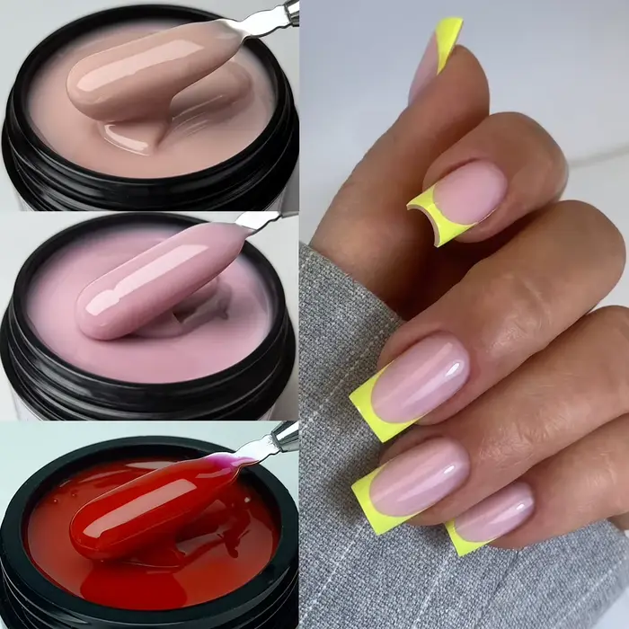 Gel de construction pour ongles Jillnails Nude Bourgogne 50G, rose poudré nude, gel UV scintillant pour extension d'ongles