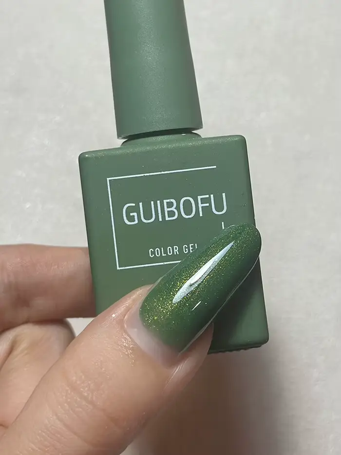 Kit de vernis à ongles Semi-Permanent, série verte, finition brillante d'automne, paillettes, vernis