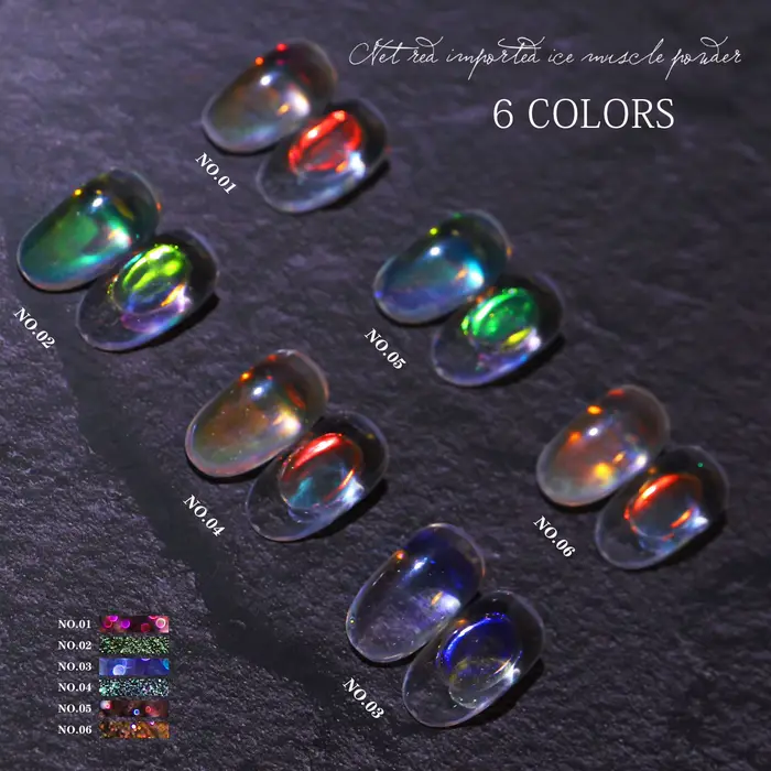 Paillettes pour ongles Aurora glace Transparent Laser magique Aurora arc-en-ciel miroir Gel Pigment 