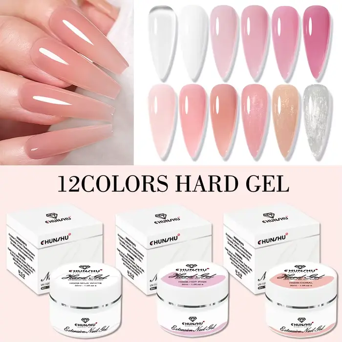 30ML Gel dur pour Extension d'ongles blanc laiteux constructeur Gel auto-nivelant renfort Gels pour ongles Camouflage manucure