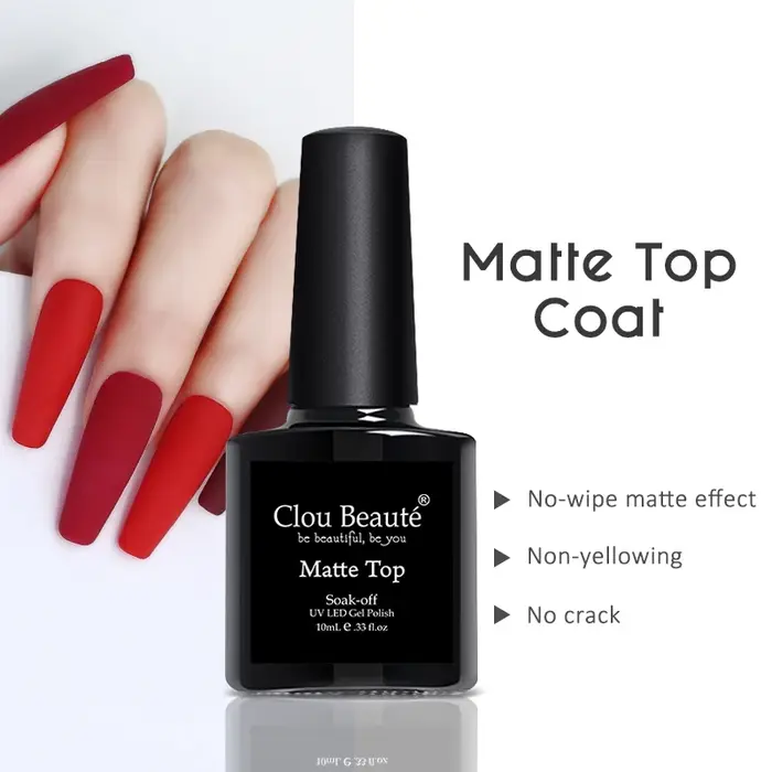 Clou Beaute couche de finition en velours mat vernis Semi-permanent Base en caoutchouc solide sans acide