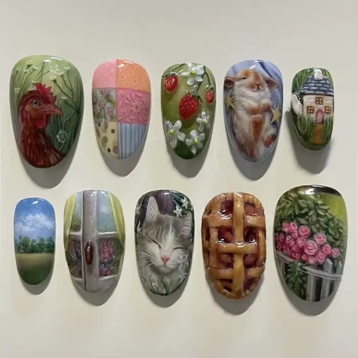 24 pièces vin rouge amande faux ongles Art tache fleur conception courte presse sur ongles conseils 