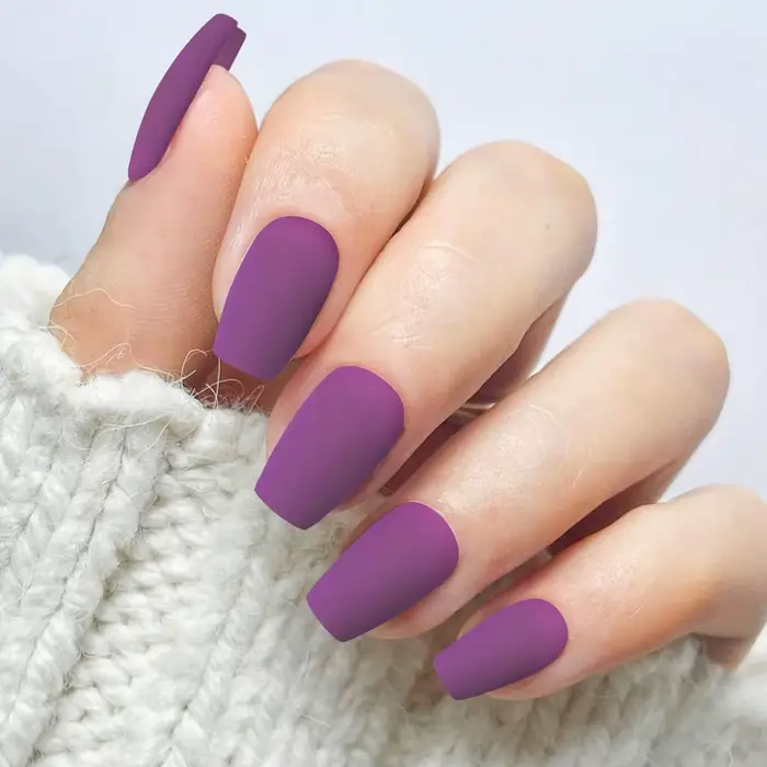 24 pièces - Faux ongles en forme de ballerine de couleur unie