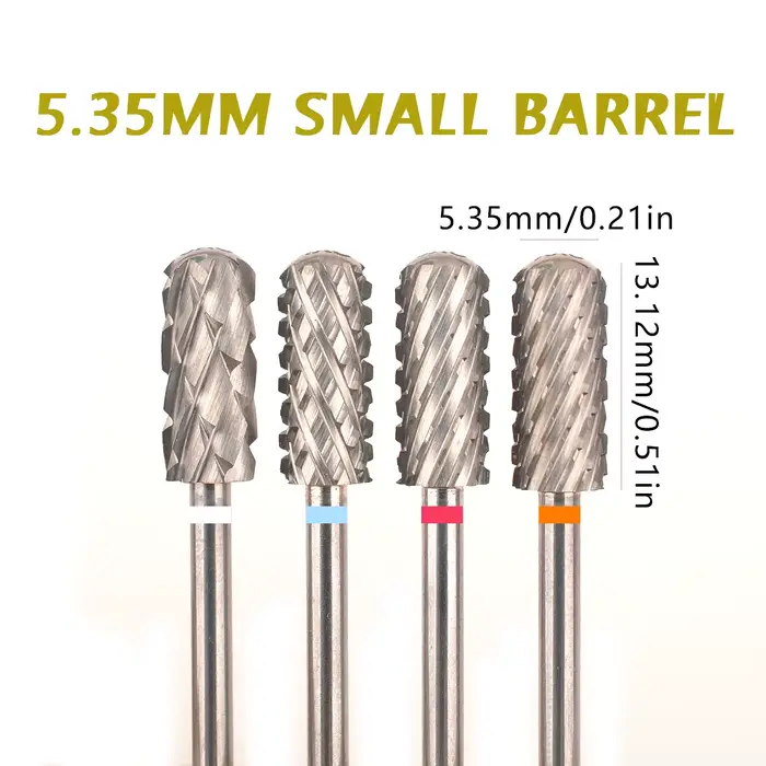 Forets à ongles en carbure de gel, petit baril de 5.3mm, mèches supérieures lisses, outil de manucur