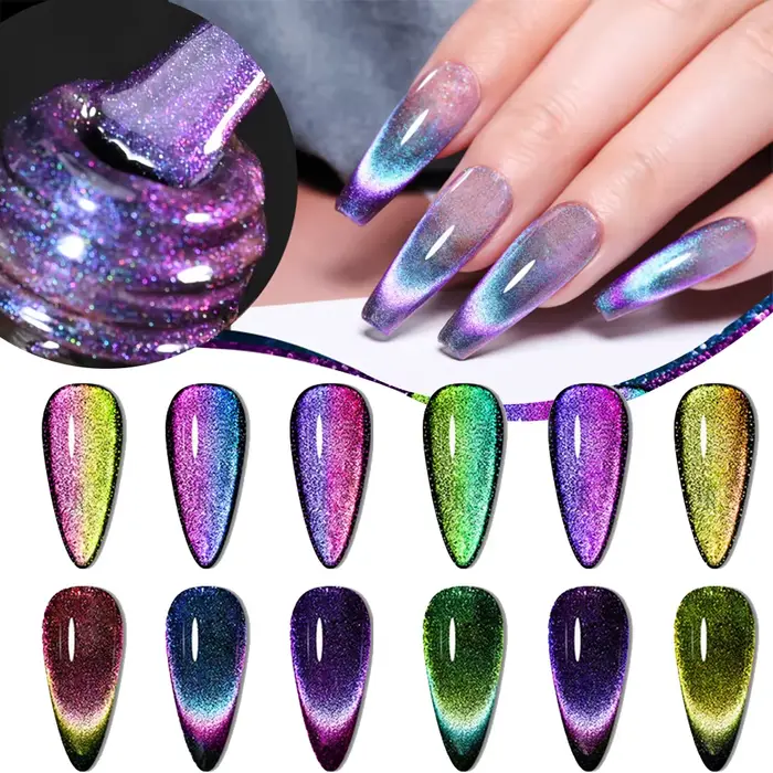 Verhéritage à ongles magnétique chat arc-en-ciel