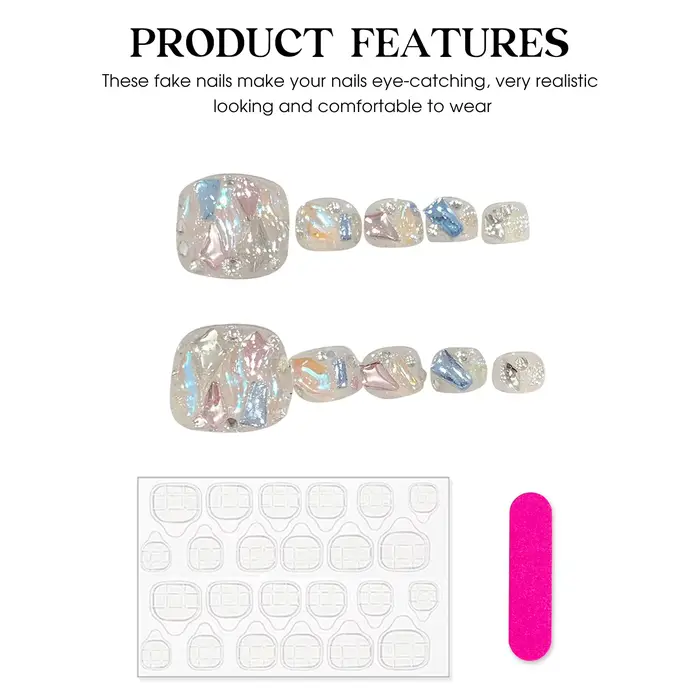 Presse faite à la main sur les ongles paillettes transparentes faux