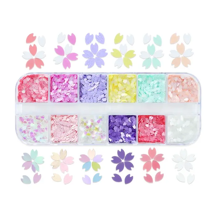 Rose Sakura fleur pétale Nail Art paillettes décorations fleurs de cerisier tranche holographique