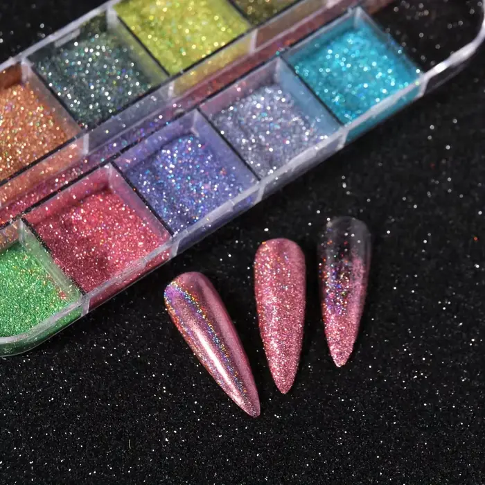 Ensemble de Poudre Holographique pour Ongles